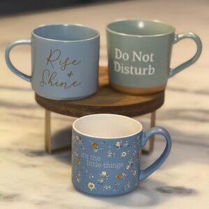 Threshold Set of 3 Ceramic Coffee Tea Mug Set with Inspirational Text